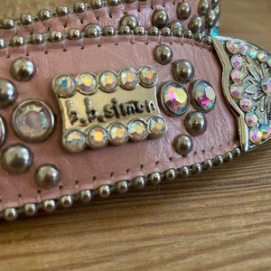 B.B. Simon Western Style Baby Pink Leather Belt